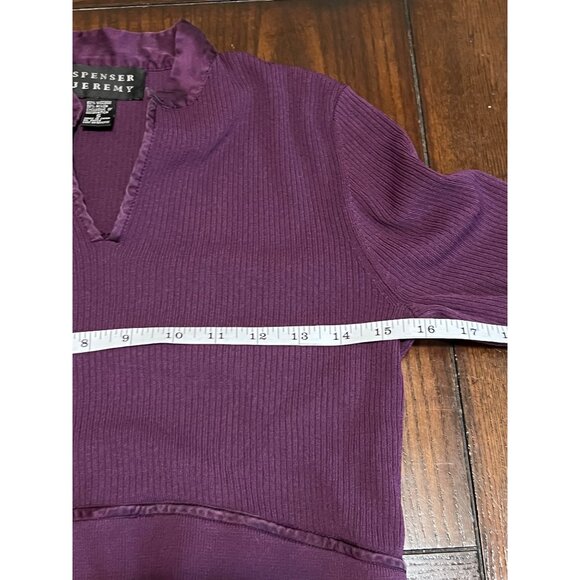 Spenser Jeremy Knit Dress Purple Ribbed Long Sleeve Bodycon Belt Career Office - Picture 7 of 9
